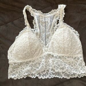 AERIE Racer Back White Lace Bralette With  Padding